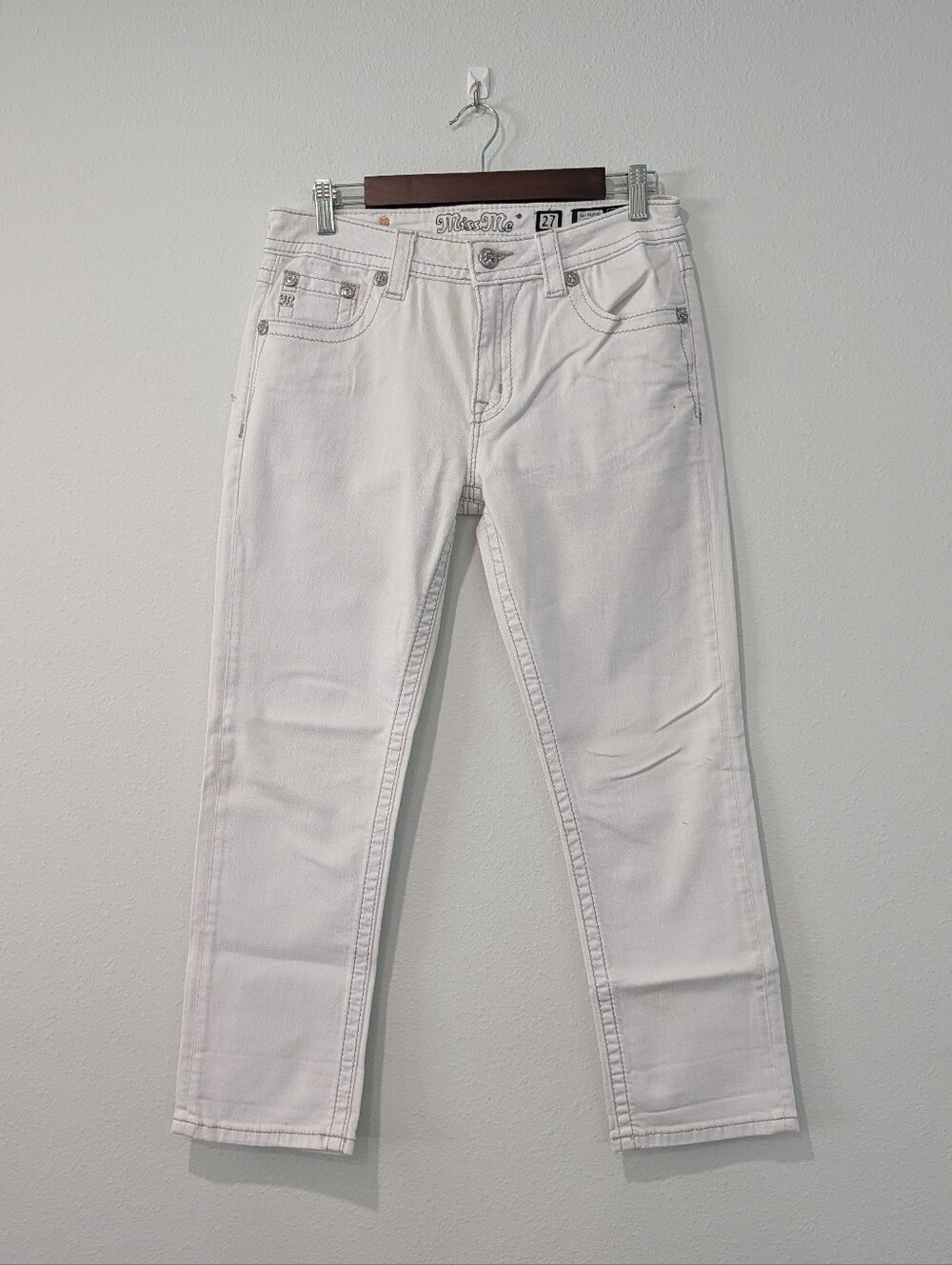 Miss Me Jeans White Boyfriend Capri Size 27